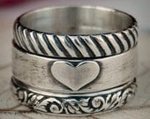 Love - Sterling Silver Ring Stack  - Hand Forged - Custom Size