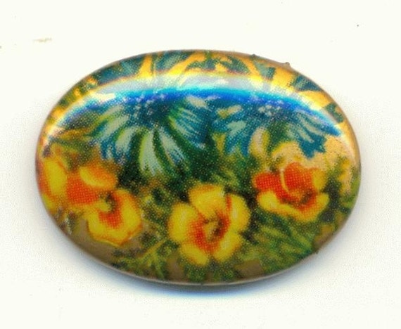 16pcs. 25x18mm Vintage Acrylic Floral Picture Stone A033