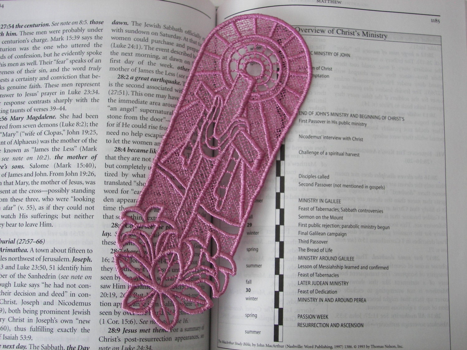 Easter Sunrise Bookmark, Sunrise Lace Bookmark, Machine Embroidery Lace Bookmark, Embroidered Sunrise Bookmark, Resurrection Bookmark
