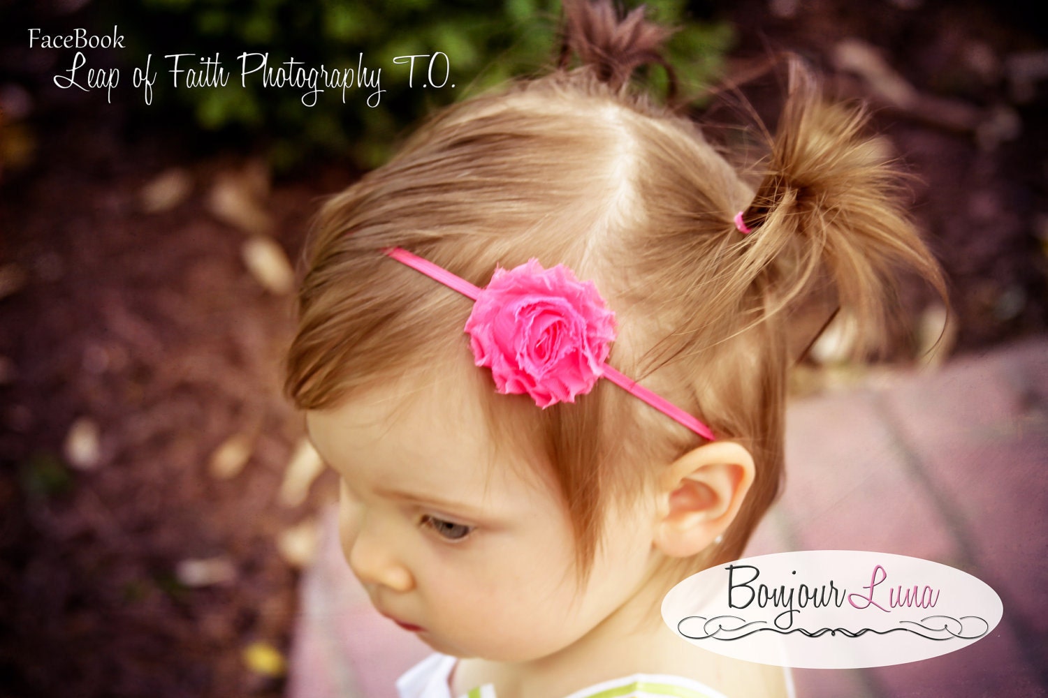 CHOOSE THREE - Mini Shabby Flower Headband Set - Skinny Elastic - Baby Photo Prop - Hot Pink - Frayed Flower - Petite Blossoms
