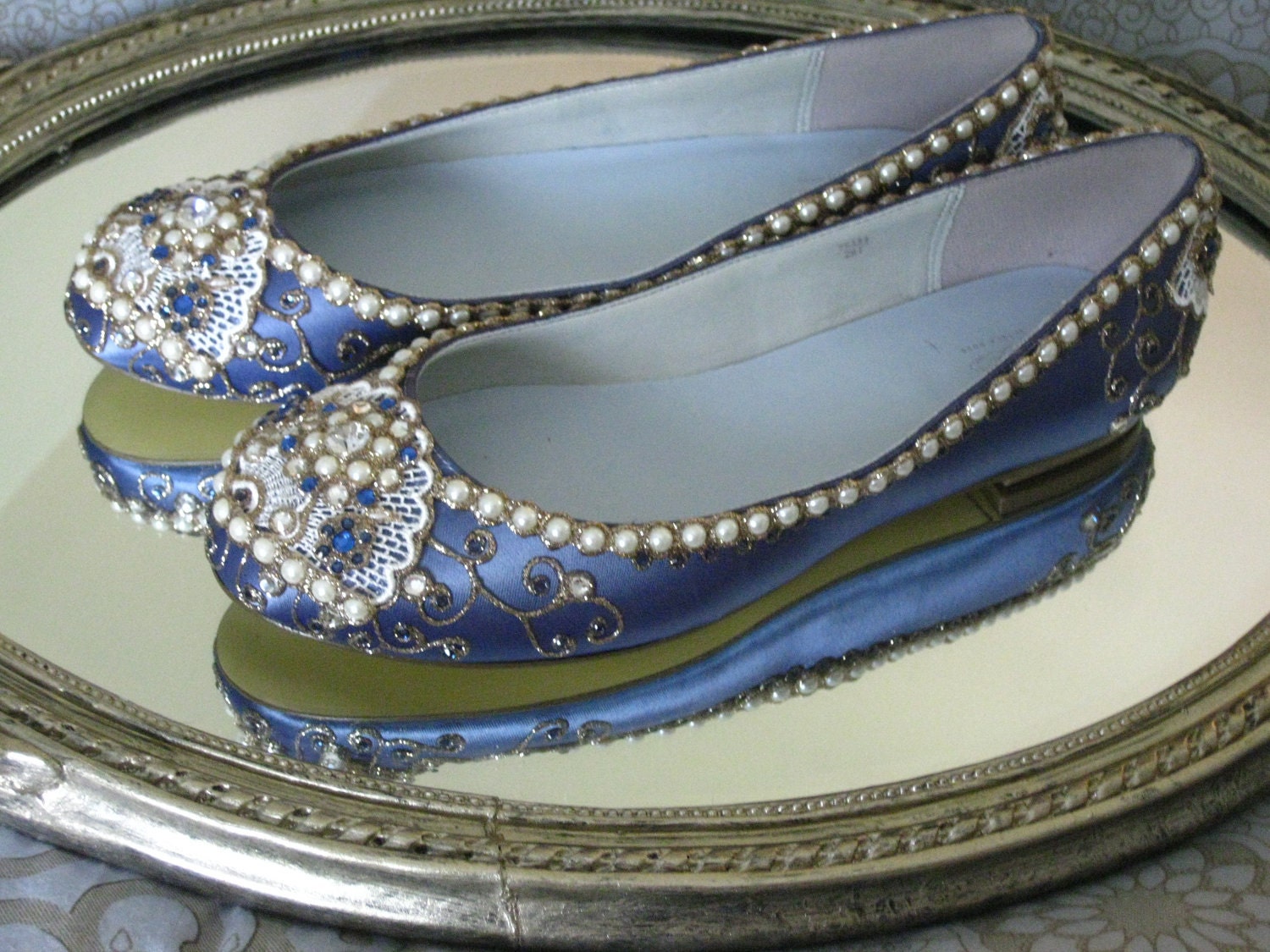Cinderella's Slipper Bridal Ballet Flats Wedding Shoes - Any Size - Pick your own shoe color and crystal color