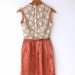 1960s vintage cream lace and mauve velvet mini dress