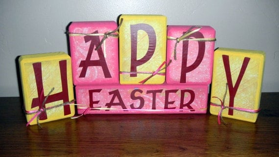 HAPPY EASTER Blocks - Great Spring/Easter Decoration - SALE
