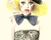 Circus girl  - Colored pencil illustration