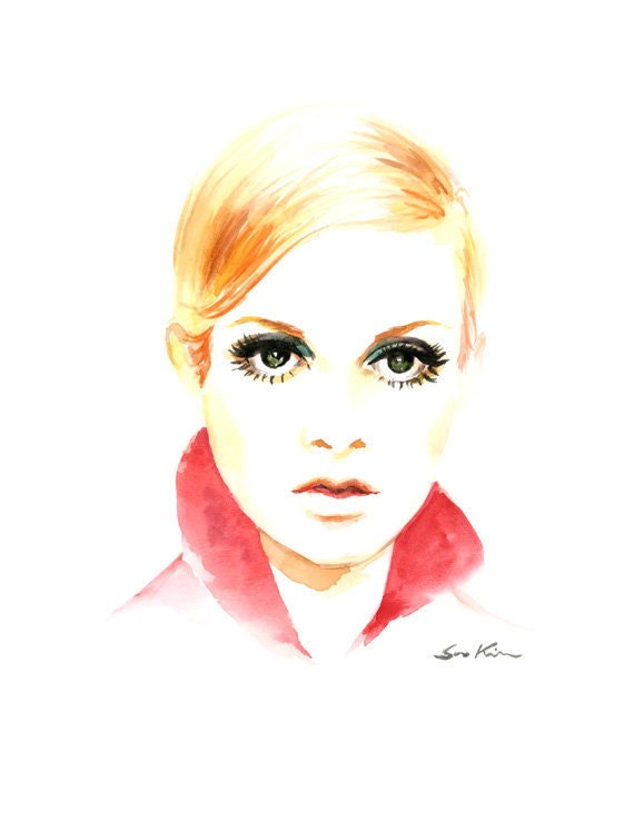 Twiggy Print of Original watercolor illustration