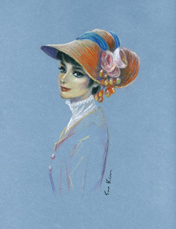 Audrey Hepburn My Fair Lady - 8.5x11 Print of Original Colored Pencil Drawing