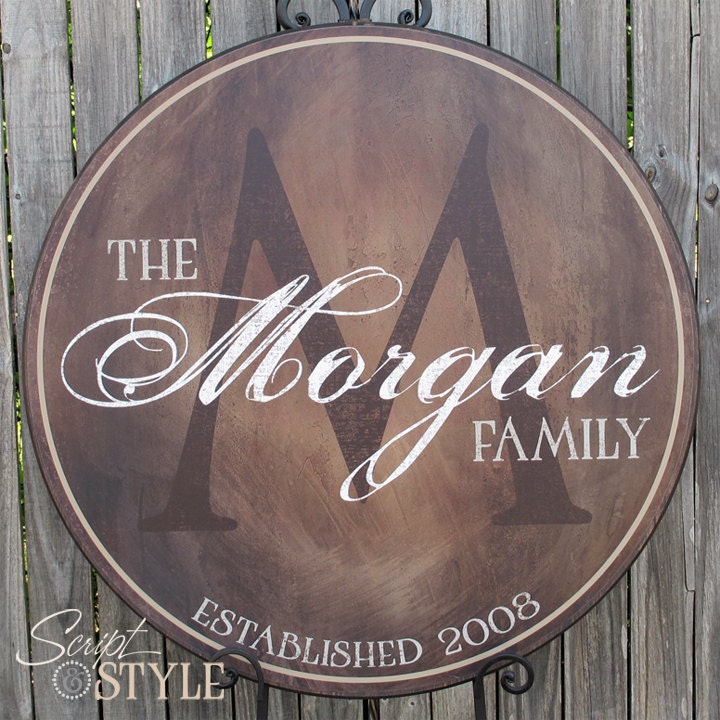 Personalized Family Name Sign, Established Family Sign, Last Name Sign with Established Date & Monogram, 18", Wedding Sign