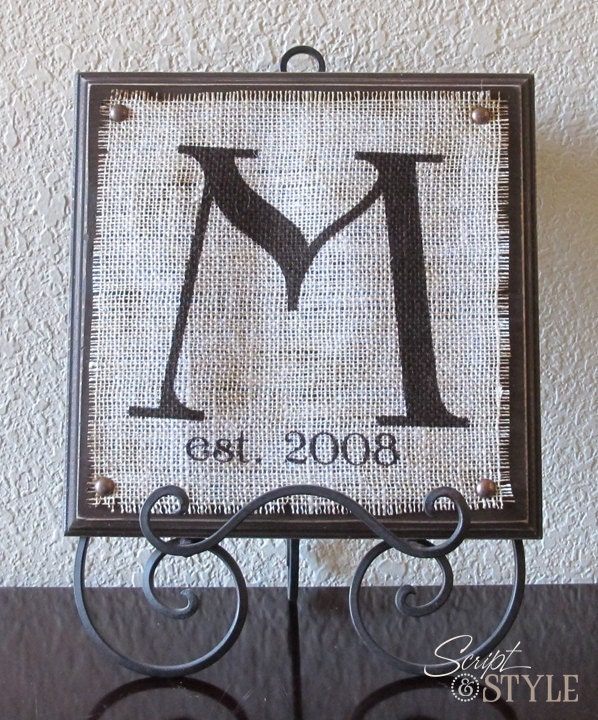 Personalized Monogram Family Name Sign, Initial Sign, Wall Art, 11" x 11"