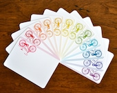 Vibrant Vintage Bicycle Personalized Flat Note Cards . Stationery Set of 12