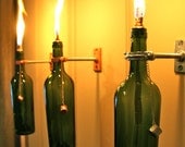 2 Wine Bottle Oil Lamps  - INDOOR  - Hanging Lantern - Copper Wall Sconce - Glass Lamp - Hurricane Lamp