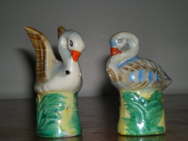 Vintage Salt and Pepper Shakers- Two Swans