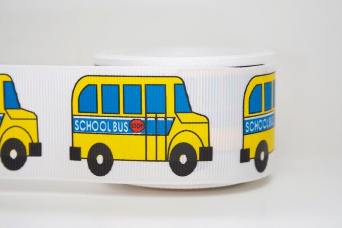 School Bus Print Extra Wide 1.5in Grosgrain Ribbon - 1yd