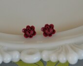 Wine Lotus Earrings