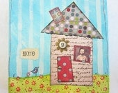 Small House Collaged Canvas: Home Number 9