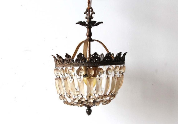 r e s e r  v e d Antique French Crystal & Bronze Chandelier