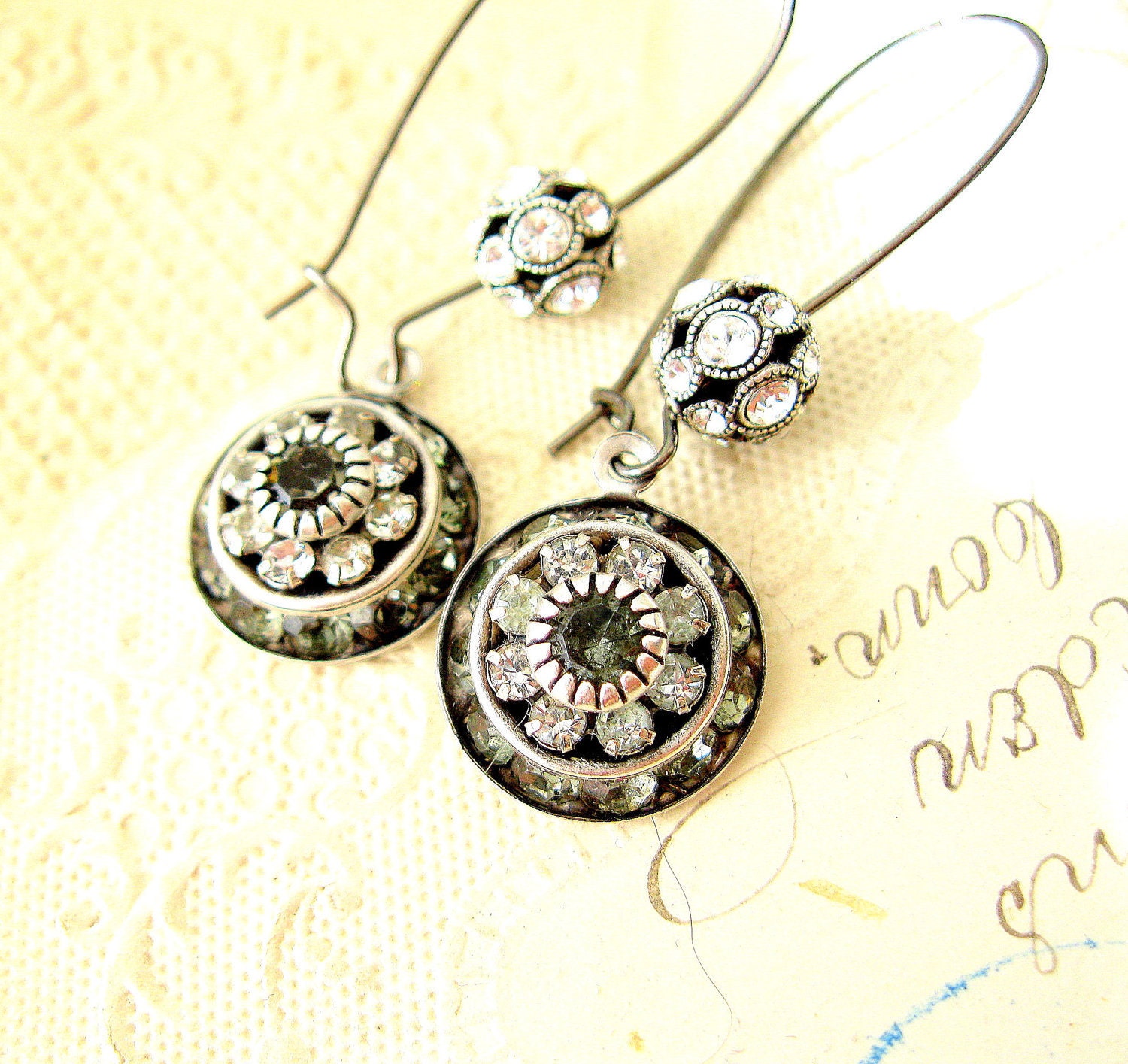 Crystal and Black Diamond Crystal Silver Earrings Dangle Crystal Handmade Jewelry MOONLIGHT SONATA earrings Swarovski Handmade earrings