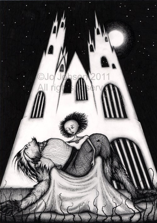 Fairy Tale Art - Beauty and the Beast - children prints illustrations (LARGE VERSION)