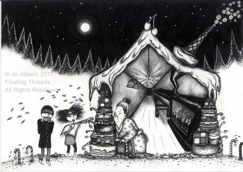 Fairy Tale Art - Hansel and Gretel - children prints illustrations (LARGE VERSION)