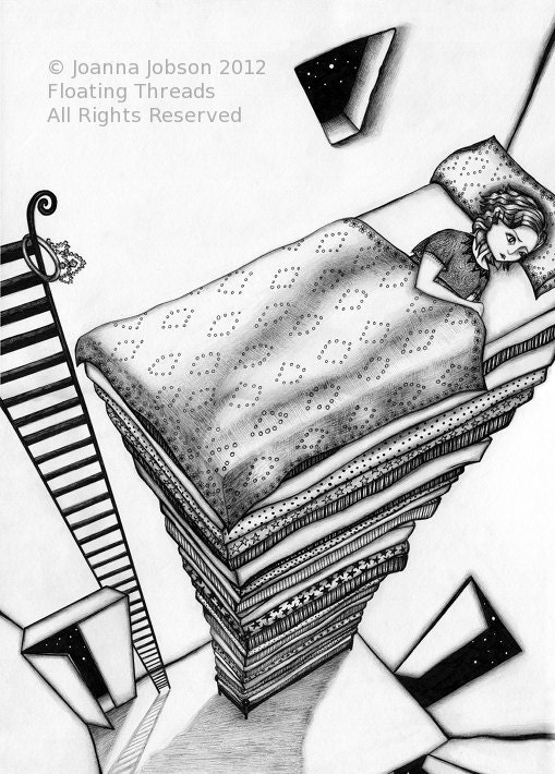 The Princess and the Pea - limited edition print - Fairy Tale Art