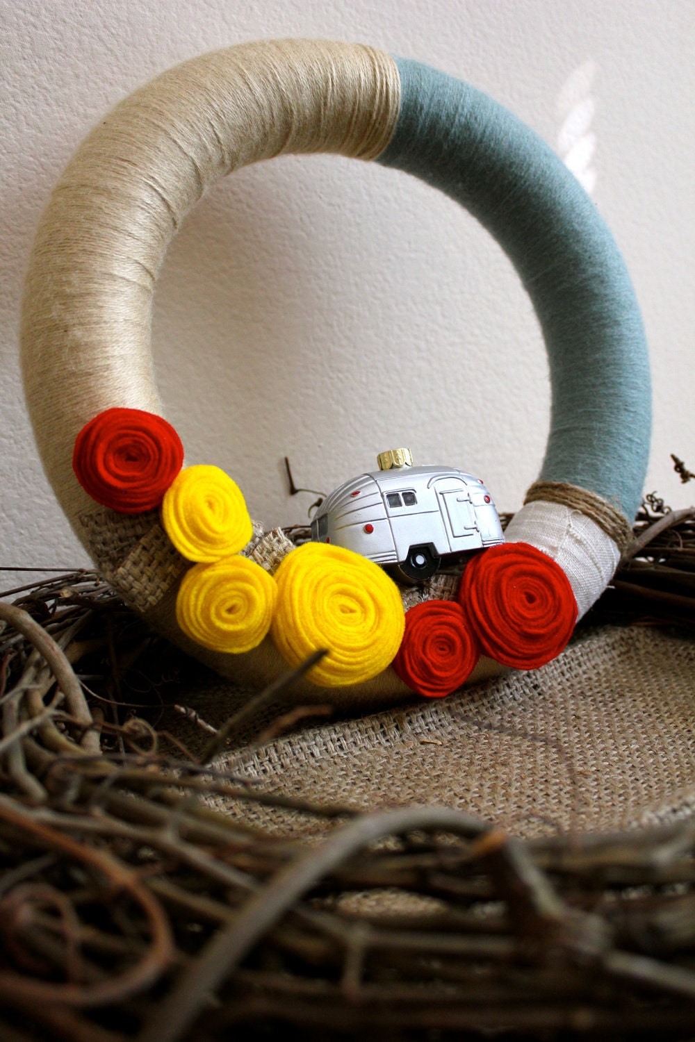 Made to Order - Retro Airstream Va-cay - Handmade Wreath -12 inch