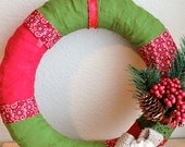 Sale - Ready to SHIP  - Handmade Burlap Flower 14 inch Christmas Wreath by The Hot Glue Hangover