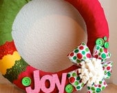 Sale - Ready to SHIP  - Joy to the World 14 inch Handmade Wreath by The Hot Glue Hangover