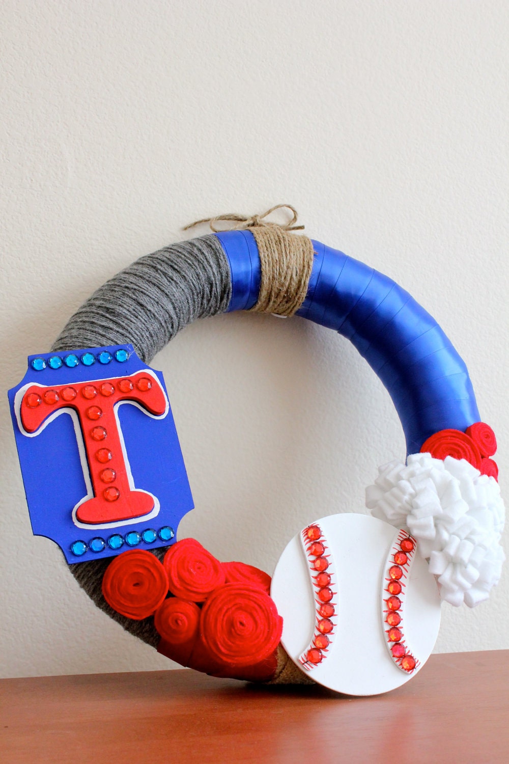 Made to Order - Texas Rangers Handmade 14 inch Wreath by HotGlueHangover