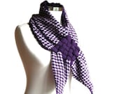Purple Scarf - Houndstooth Neck Warmer Scarf in Purple and Lilac - Wool Cowl - Women Teens Autumn Accessories - Fall Winter Fashion