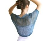 Knit Shrug in Teal Blue Mohair  - Bridal Bolero - Chic Elegant Womens Sweater Knit - Spring Fall Winter Fashion - Wedding Accessories