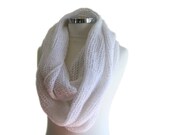 Lacy Infinity Scarf in Sequined Winter White - Long Loop Scarf - Chic Elegant Wrap - Winter Fashion - Women Accessories - Bridal Wrap