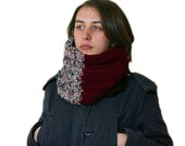 Neck Warmer Scarf in Burgundy and Multi Colors - Knit Cowl - Christmas Gift - Unisex - Snood - Women Teens Accessories