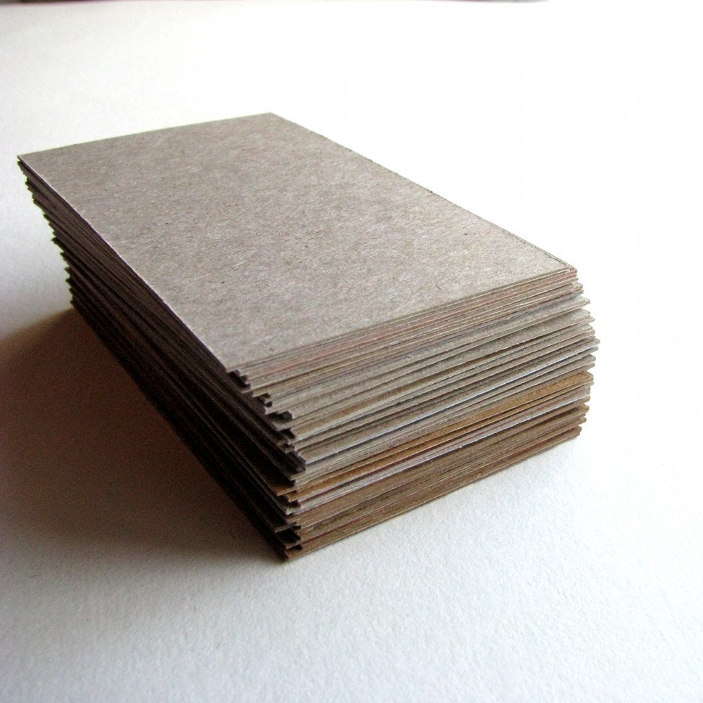 100 Blank Business Cards Recycled Cardboard - DIY