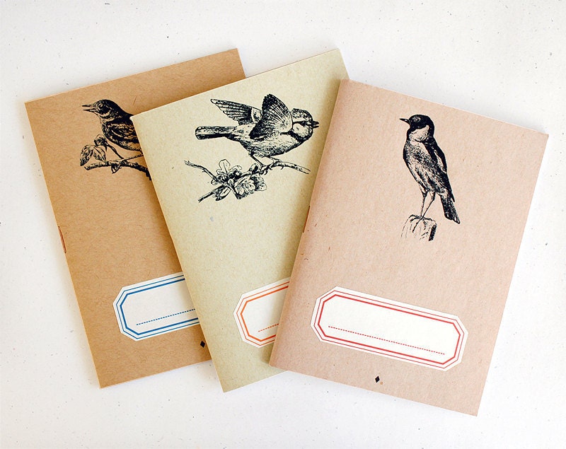 Notebook birds trio - lot of 3 - limited edition of 30