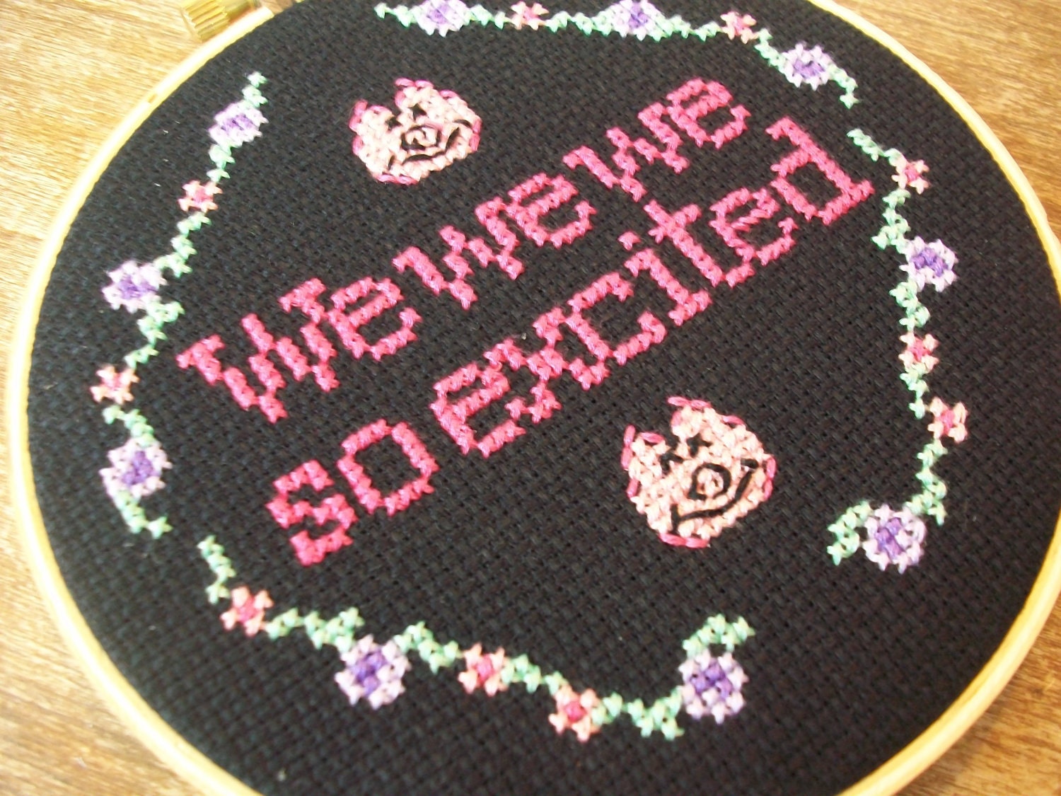 Completed Framed Cross Stitch Wall Art - Friday We We We So Excited