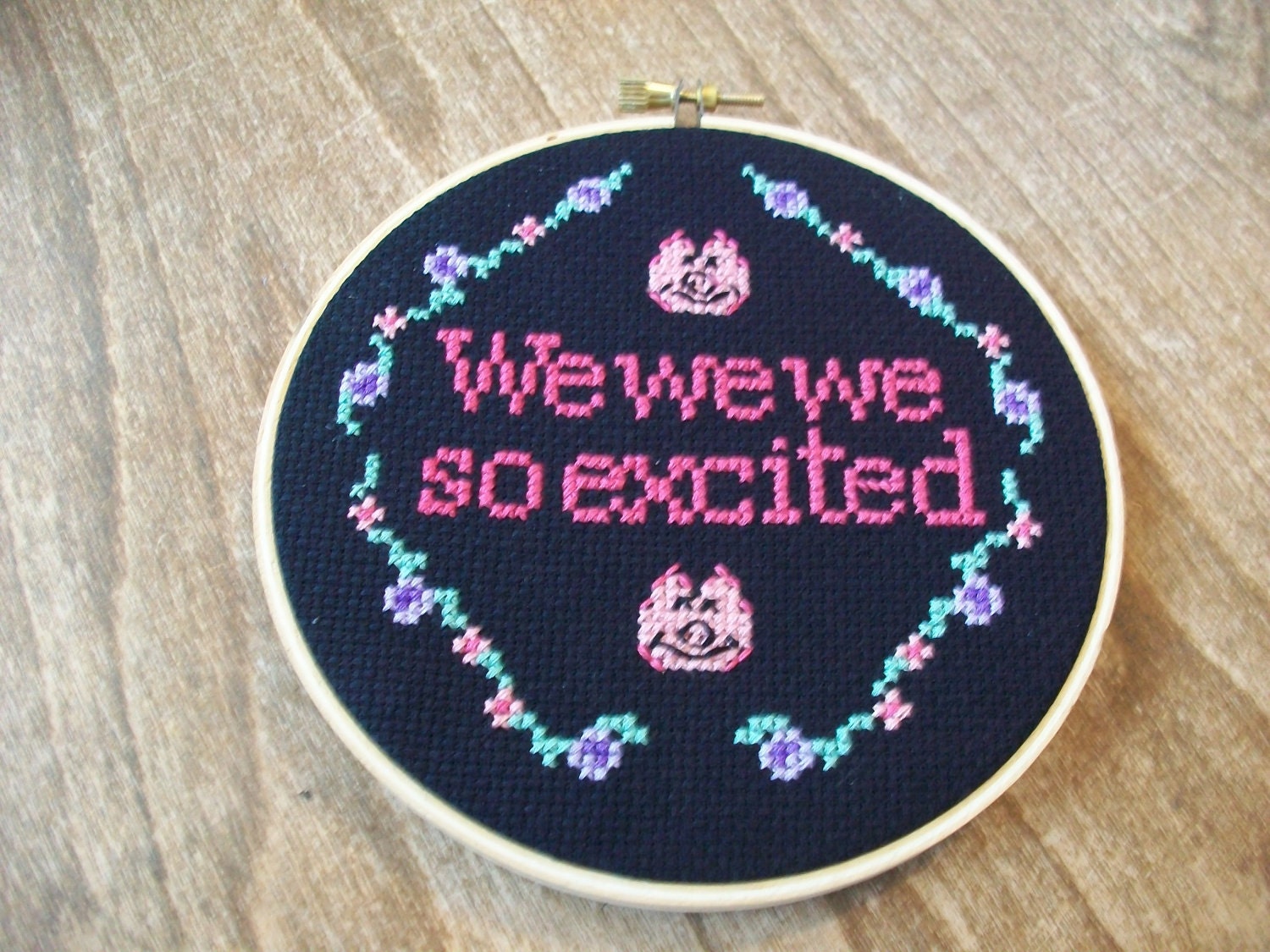 Completed Framed Cross Stitch Wall Art - Friday We We We So Excited