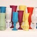 Set Of Shabby Chic Vintage Hand Painted Pedestal Vases