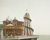 Carnival Photography. fine art photo print, nursery decor. colorful, whimsical, helter skelter, summer sea Brighton Pier 5x7