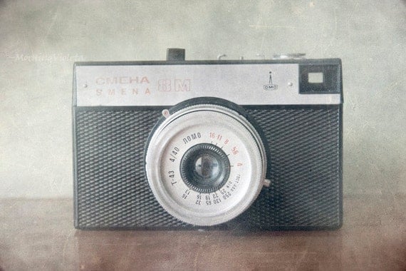 25% Off SALE Still Life Fine Art Photograph. home decor. old vintage russian camera. smena 8.  muted, soft, 6x9