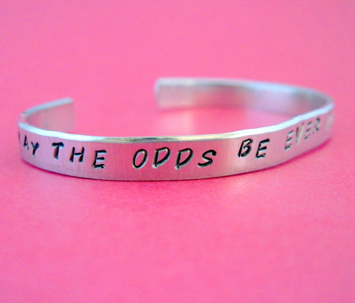 Hunger Games Inspired Bracelet - May The Odds Be Ever In Your Favor - Hand Stamped Aluminum Cuff - customizable
