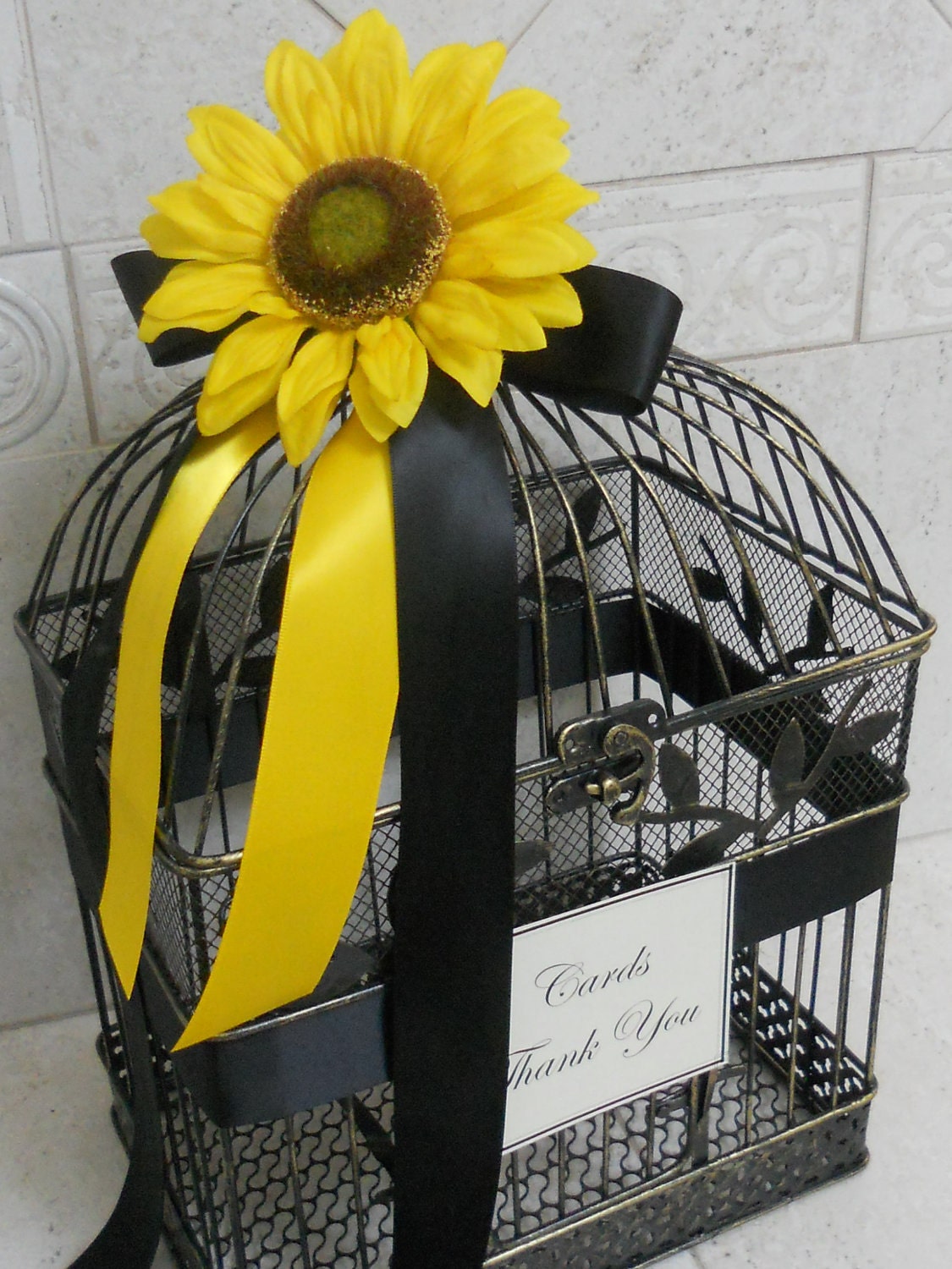 Birdcage Wedding Card Holder / Sunflower themed Wedding / Shower / Event / Cardholder