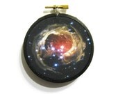 NASA inspired wall hanging: Star V838 print in embroidery hoop