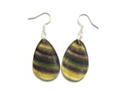 Faux Citrus Fluorite Mineral Shrink Plastic Earrings