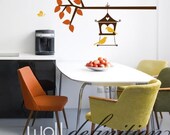 Vinyl Tree Decal Wall Art Sticker - Tree Branch with Birds Butterflies and Birdhouse