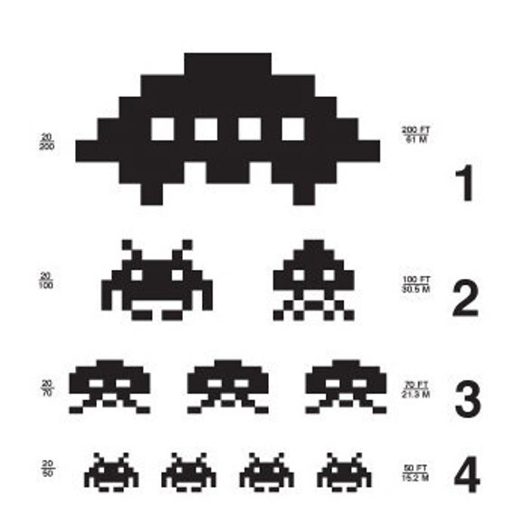 8x10 print Space Invaders Eye Chart