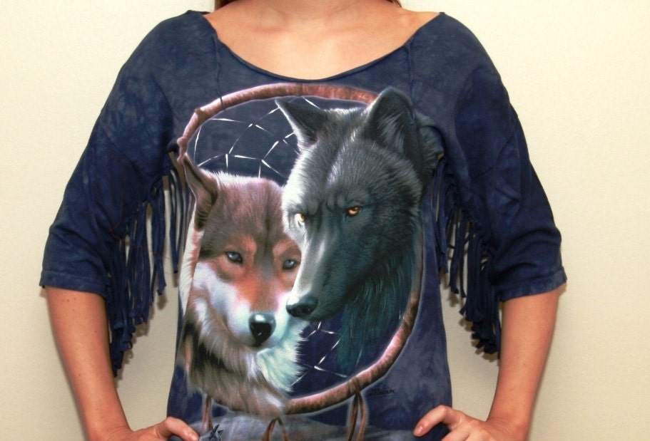 Dreamcatcher Fringe Wolf Native Tie Dye Hippie Dress