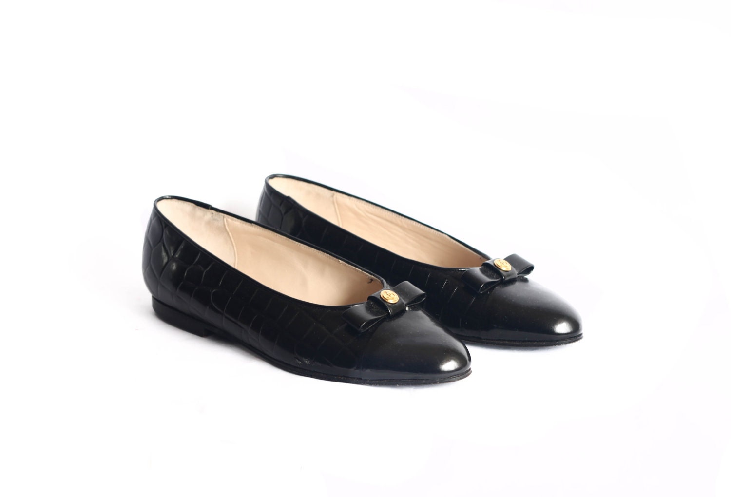 Reptile Skin Design JOAN & DAVID Flats with Bow in Womens 7