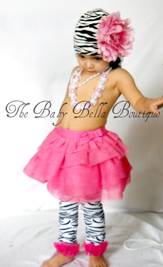 All Legwarmers ON SALE- Zebra with hot pink ruffle Girls Leg Warmers ) Perfect for crawling baby