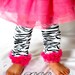 All Legwarmers ON SALE- Zebra with hot pink ruffle Girls Leg Warmers ) Perfect for crawling baby