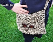 Hand Knitted Handbag, Messenger Bag,  Fall Colors brown and cream,