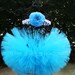 Petit Trésor Couture Tutu Turquoise Blue Tutu With Matching Flower Headband From The Sweet Sweet Couture Collection